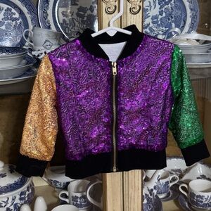Mardi Gras sequin color block jacket 6-12m baby toddler girls boutique